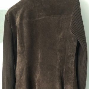 Suede sweater jacket, zip front